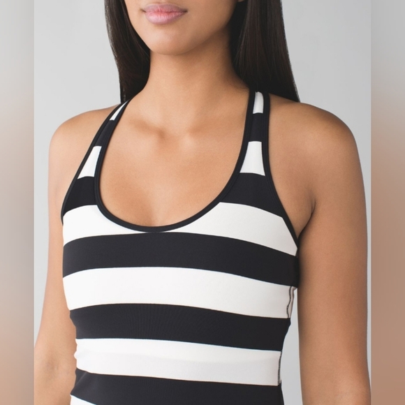 Lululemon Cool Racerback Steep Stripe Black Horizontal Size 6 - Picture 2 of 6